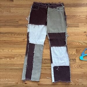 Jaden London Brown Patchwork Jeans